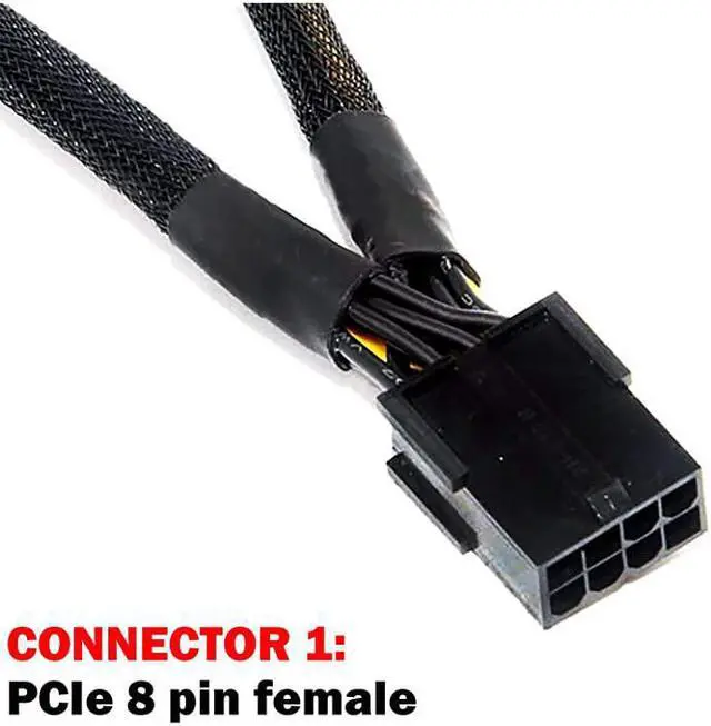 Alt view image 3 of 5 - 8Pin PCIe PCI Express Graphics Video Card GPU VGA 8 Pin Female to Dual GPU 8Pin 6+2 Pin Male Braided Sleeved GPU 8 pin Splitter Power Extension Cable 8 Pin GPU molex 9inch 2 Pack