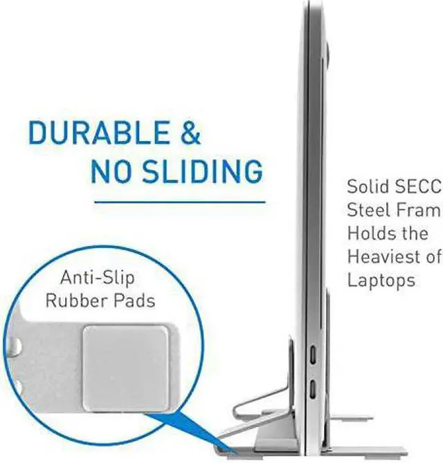 Alt view image 6 of 7 - Vertical Laptop Stand for Desk Adjustable Laptop Holder for Universal Compatibility Saves Space Improves Device Airflow Use as MacBook Stand or Laptop Dock Weighted Steel Frame