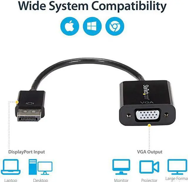 Alt view image 5 of 6 - com DisplayPort to VGA Display Adapter 1080p 1920x1200 Active DP to VGA Male to Female HD Video Converter for laptopPCMonitor DP2VGA3