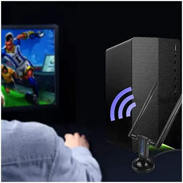 Alt view image 7 of 7 - USB Wifi Adapter 1900Mbps for PC Games w2x 5dBi External DualBand Antennas58GHz1300Mbps+24GHz600MbpsUSB 30 Cradle for Desktop Laptop PC Windows 108187XPMACUpgrade with 4 PA