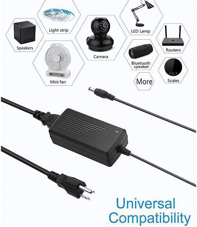 Alt view image 6 of 7 - DC 12V 5A Power Supply Adapter Converter Transformer AC 100240V input with 55x21mm DC Output Jack for 5050 3528 LED Strip Module Light