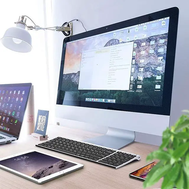 Alt view image 7 of 7 - BK10 Bluetooth Keyboard Multi Device Keyboard Rechargeable Bluetooth 51 with Number Pad Ergonomic Design Full Size Stable Connection Keyboard for iPad iPhone Mac iOS Android Windows