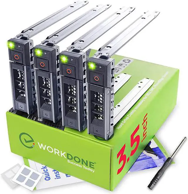 Main image of 4Pack 35 inch Hard Drive Caddy Compatible for Dell PowerEdge Servers with Detailed Installation Manual Sled Front Sticker Labels Screwdriver Added Tray Screws