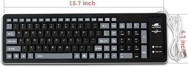 Alt view image 5 of 7 - Foldable Silicone Keyboard USB Wired Waterproof Rollup Keyboard for PC Notebook Laptop Black+Grey
