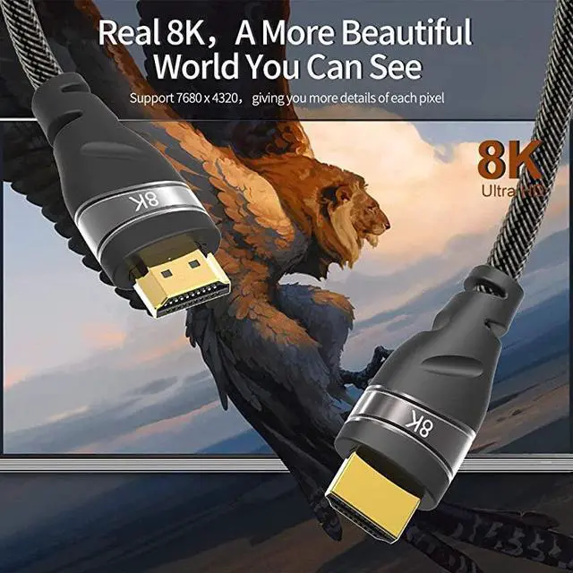 Alt view image 7 of 7 - HDMI 8K 2.1 Ultra HD Cable,8K@60Hz 4K@120Hz 48gbps Support HDCP 3D HDMI Cable for PS4 SetTop Box HDTVs Projectors 3m 9.9ft