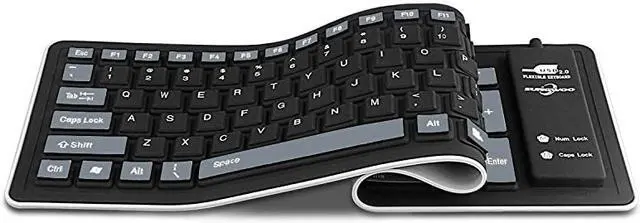 Alt view image 2 of 7 - Foldable Silicone Keyboard USB Wired Waterproof Rollup Keyboard for PC Notebook Laptop Black+Grey