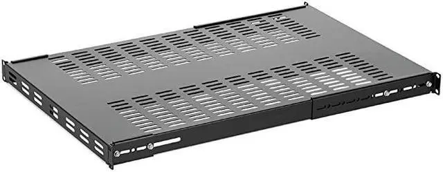 Main image of com 1U Adjustable Vented Server Rack Mount Shelf 250lbs 195 to 38in Deep Universal Tray for 19quot AV Network Equipment Rack ADJSHELFHDVBlack