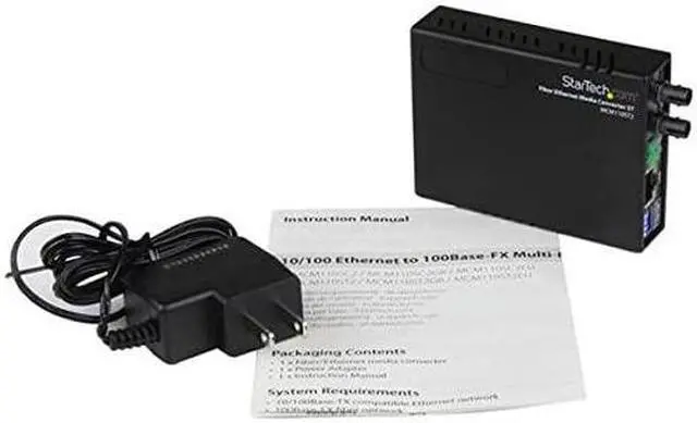 Alt view image 5 of 6 - com 10100 Mbps Ethernet to Fiber Optic Media Converter ST Multimode 1310nm 2km FullHalf Duplex MCM110ST2 Black