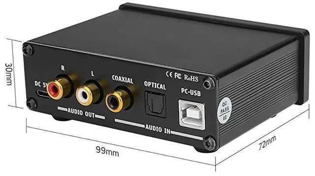 Alt view image 7 of 7 - DAC Headphone Amplifier DC5V HiFi 20 Digital Audio USB Decoder 24Bit 96KHz Input USBCoaxialOptical Input RCA Amp