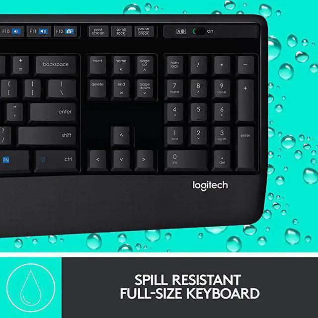 Alt view image 4 of 7 - MK345 Wireless Combo FullSized Keyboard with Palm Rest and Comfortable RightHanded Mouse Black