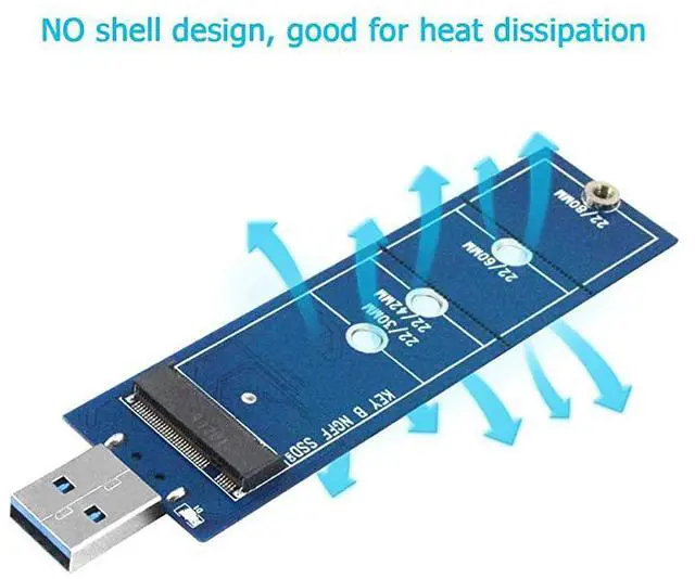 Alt view image 7 of 7 - M.2 to USB Adapter, B Key M.2 SSD Adapter USB 3.0 (No Cable Needed), USB to 2280 M2 SSD Drive Adapter, NGFF Converter SSD Reader Card