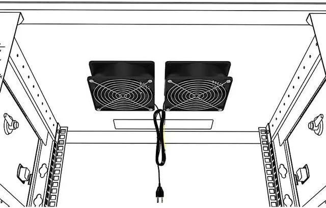 Alt view image 3 of 4 - Network Cabinet Fan (Dual 2pc Kit for Server Rack Cooling) Pair of Ultra Quiet Roof Rackmount Muffin Fans 120mm 4in Noise Level 40dBa Steel Frame Ventilation with 110V AC/Ground Cable - TP1511