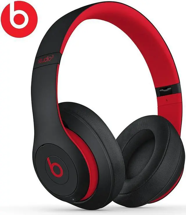 Alt view image 9 of 15 - Beats Studio3 Decade Collection Wireless Over-Ear Headphones - Defiant Black/Red