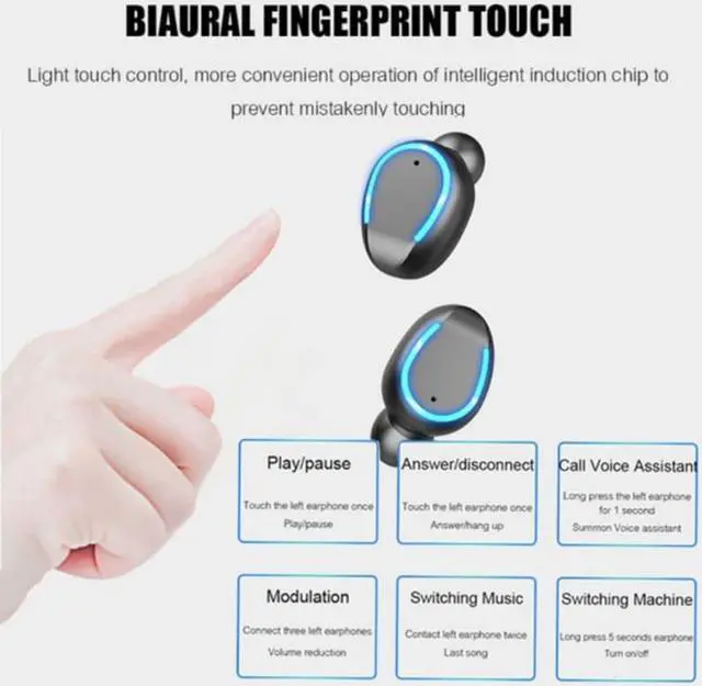 Alt view image 6 of 7 - Balight Mini Earbuds 8D HiFi CVC8.0 Noise Cancelling Bluetooth 5.0 Earphones TWS Sport Waterproof Headphones Deep Bass Sound Cordless Bank Dual Headsets With Power Bank Chaging Case 1200mAh/3500mAh