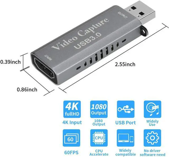 Alt view image 2 of 7 - HDMI To USB 3.0 Video Capture Card 1080P HD Recorder Game/Video Live Streaming For Windows, Android & MacOS Suitable For High-definition Acquisition, Teaching Records, Medical Imaging