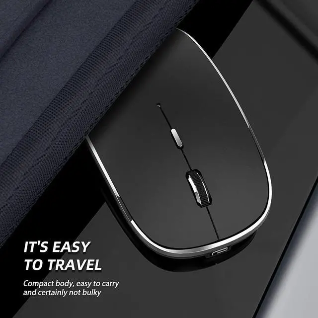 Alt view image 7 of 7 - Halpilt Wireless Mouse Chargeable Portable Silent Wireless Mouse USB and Type-C Dual Mode Wireless Mouse 3 Adjustable DPI for Laptop Mac MacBook Android PC (Q23S Black)