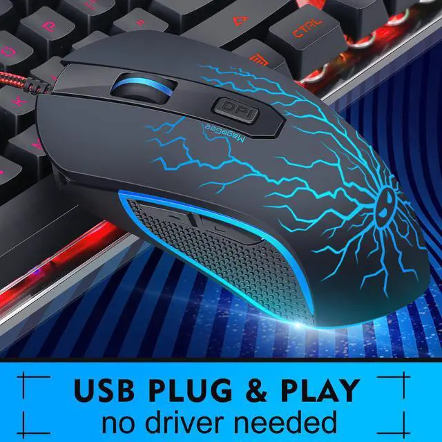 Alt view image 6 of 7 - Gaming Keyboard and Mouse Combo, MageGee K1 LED Rainbow Backlit Keyboard with 104 Key Computer PC Gaming Keyboard for PC/Laptop(Black)