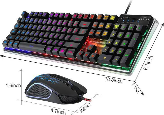 Alt view image 2 of 7 - Gaming Keyboard and Mouse Combo, MageGee K1 LED Rainbow Backlit Keyboard with 104 Key Computer PC Gaming Keyboard for PC/Laptop(Black)