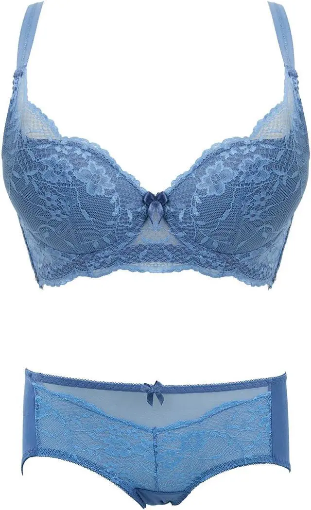 Main image of Sunna Character Underwire Bra Set/Push Up Bra Set/Shaper Bra Set/Lace Bra Set/T Shirt Bra Set/for Back and Side Support-5088-BL-32D_SET_5088U-BL-L