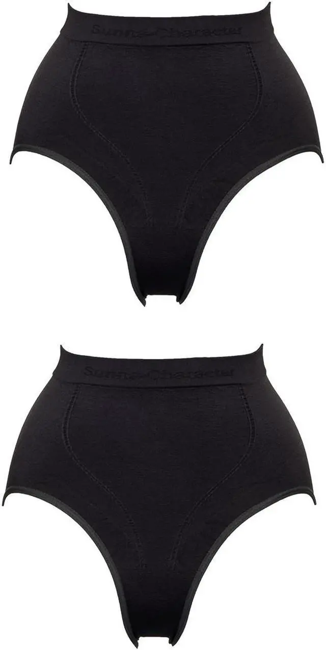 Main image of Sunna Character Firm Control High-Waist Panties with Bamboo Charcoal Fabric-1363-BLK-F_2PAIRS
