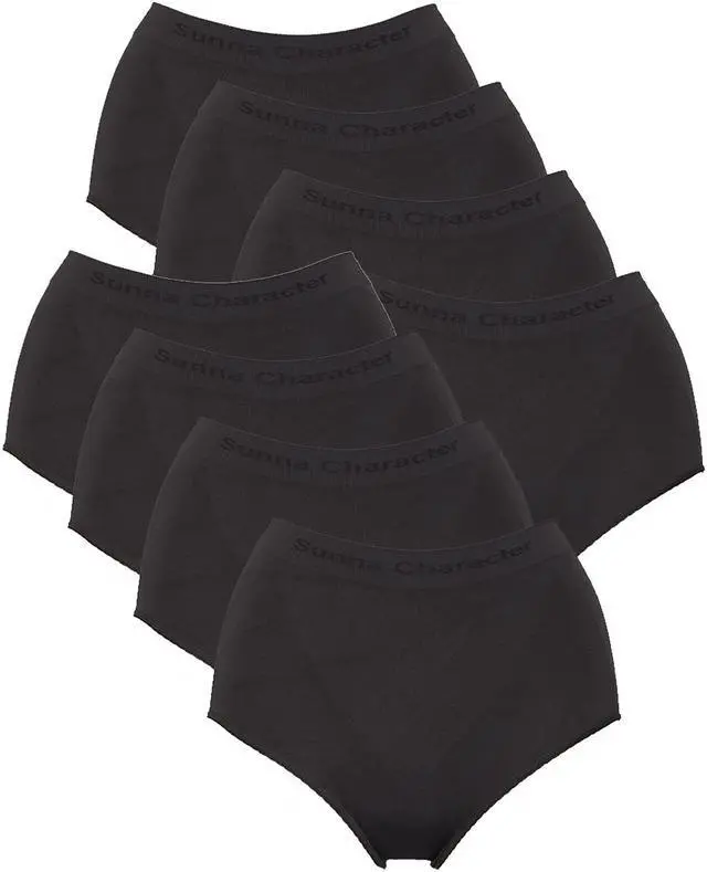 Main image of Sunna Character High-Waist Underwear with Bamboo Charcoal Fabric - 8 pairs-1065-BLK_8PAIRS
