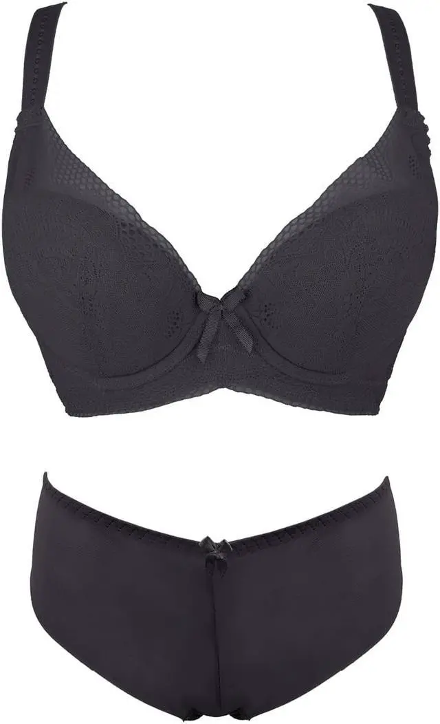 Main image of Sunna Character Underwire Bra Set/Push Up Bra Set/Shaper Bra Set/Lace Bra Set/T Shirt Bra Set/for Back and Side Support-1194-BLK-34E_SET_5089U-BLK-L