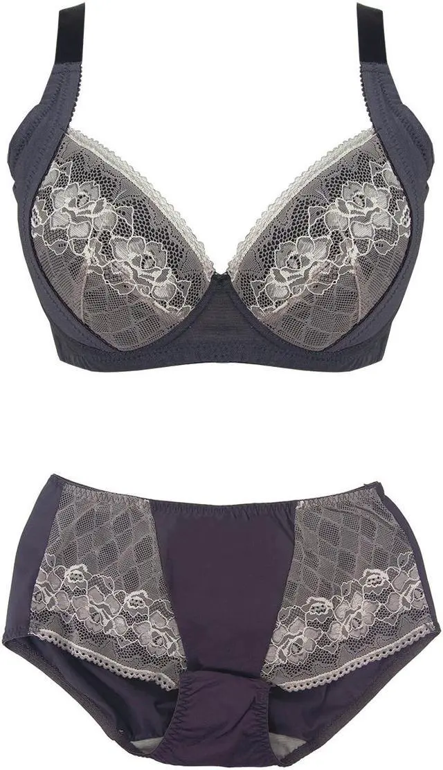 Main image of Sunna Character Underwire Bra Set/Push Up Bra Set/Shaper Bra Set/Lace Bra Set/T Shirt Bra Set/for Back and Side Support-1201-GY-42D_SET_1201U-GY-L