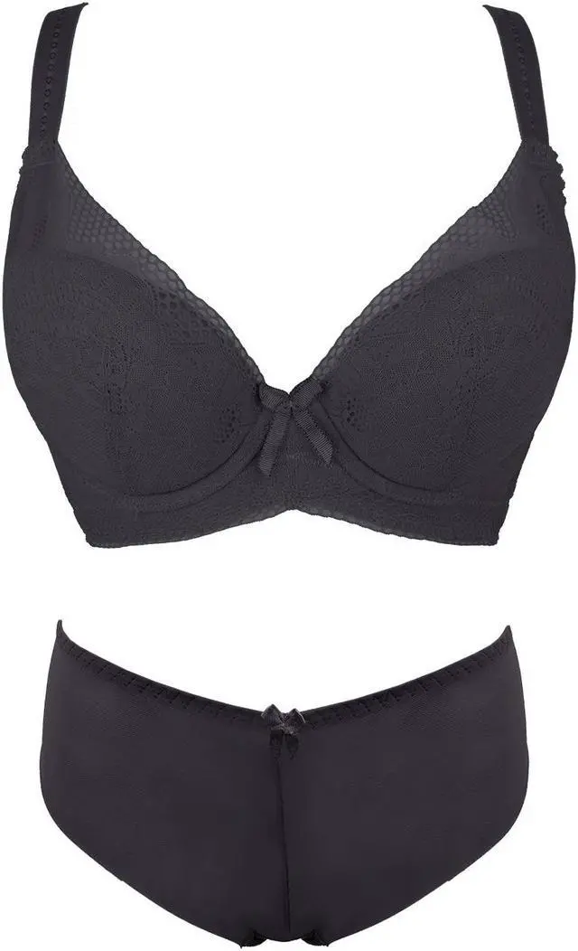 Main image of Sunna Character Underwire Bra Set/Push Up Bra Set/Shaper Bra Set/Lace Bra Set/T Shirt Bra Set/for Back and Side Support-1194-BLK-38E_SET_5089U-BLK-L