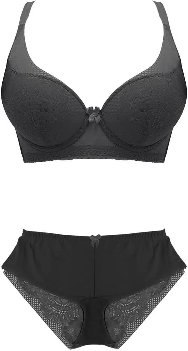 Main image of Sunna Character Underwire Bra Set/Push Up Bra Set/Shaper Bra Set/Lace Bra Set/T Shirt Bra Set/for Back and Side Support-5089-BLK-32D_SET_5089U-BLK-M