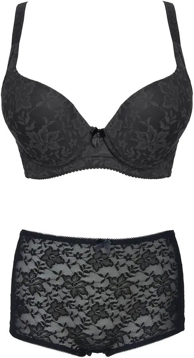 Main image of Sunna Character Underwire Bra Set/Push Up Bra Set/Shaper Bra Set/Lace Bra Set/T Shirt Bra Set/for Back and Side Support-5062-BLK-34D_SET_5062U-BLK-L