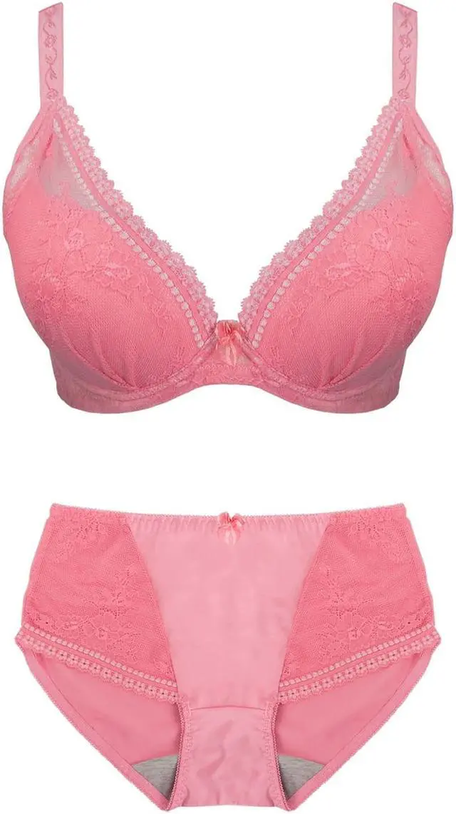 Main image of Sunna Character Underwire Bra Set/Push Up Bra Set/Shaper Bra Set/Lace Bra Set/T Shirt Bra Set/for Back and Side Support-8014-PEA-34C_SET_8014U-PEA-L