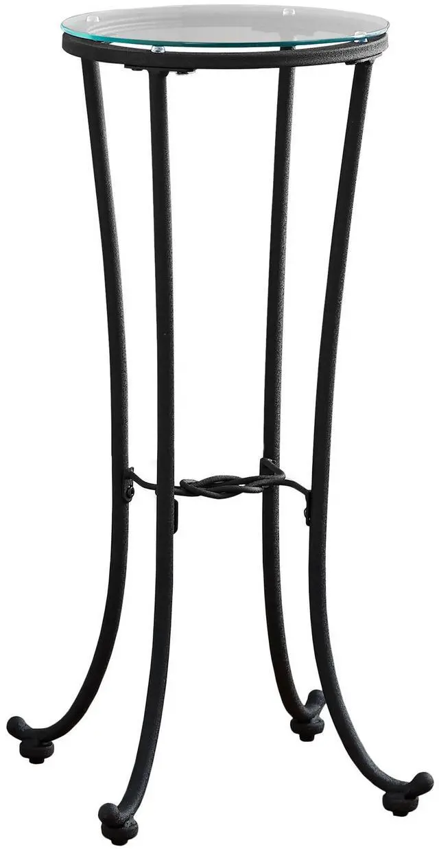 Alt view image 5 of 10 - Monarch Specialties Accent Table Hammered Black Metal With Tempered Glass 3332