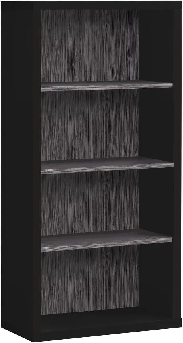 Alt view image 9 of 10 - Monarch Specialties 48"H Bookcase with 3 Adjustable Shelves - Black, Grey