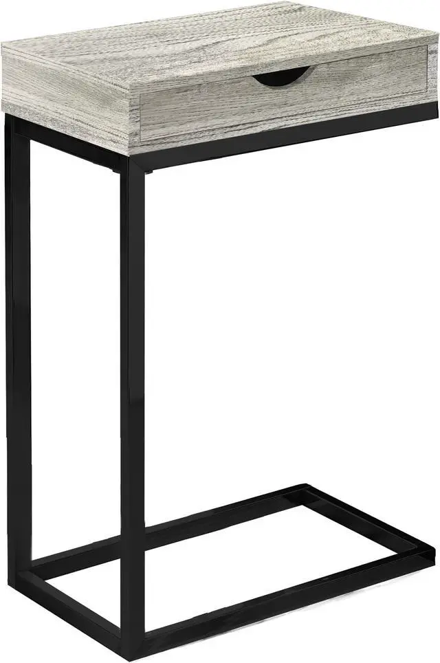 Alt view image 6 of 10 - Monarch Specialties Grey Reclaimed Wood-Look Rectangular Accent Table with Storage Drawer and Black Metal Base