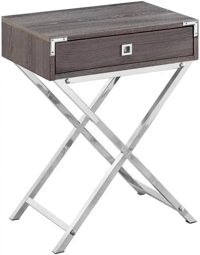 Alt view image 6 of 11 - Monarch Specialties 24"H Multi-Functional Rectangular Top Side/End Accent Table in Laminated Dark Taupe with Chrome Silver Metal Base