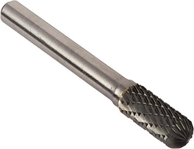 Alt view image 2 of 9 - Drill America DUL Series Solid Carbide Bur, Double Cut, SC2 Cylindrical - Radius End, 1/4" Shank, 5/16" Head Diameter, 3/4" Cutting Length (Pack of 1)