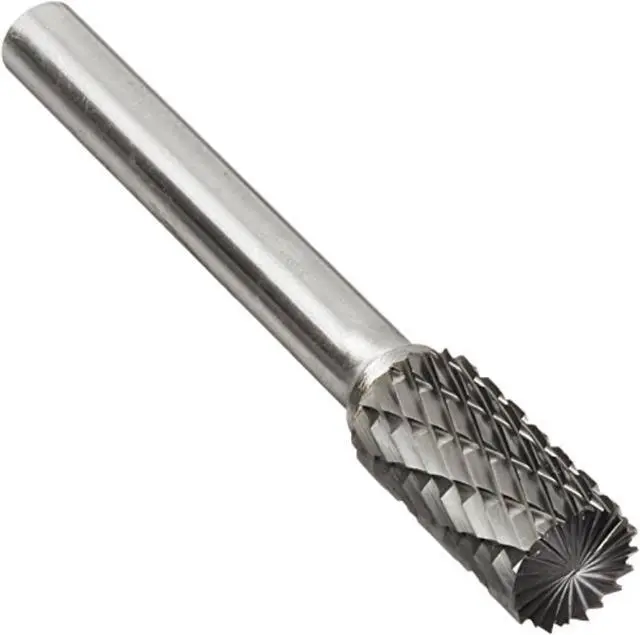 Alt view image 2 of 9 - Drill America DUL Series Solid Carbide Bur, Double Cut, SB3 Cylindrical - End Cut, 1/4" Shank, 3/8" Head Diameter, 3/4" Cutting Length (Pack of 1)