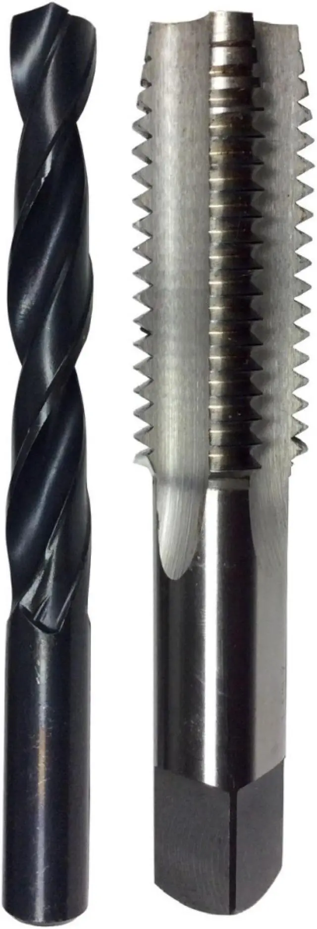 Main image of Drill America m1.6 X .35 HSS Plug Tap and matching 1.25mm HSS Drill Bit in plastic pouch.