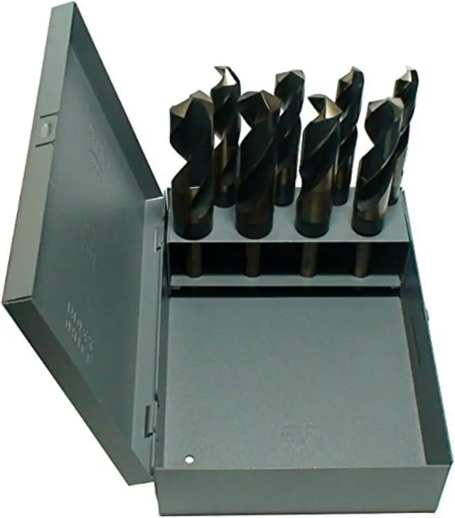 Alt view image 11 of 13 - Drill America KFD1008-SET KFD 8 Piece High-Speed Steel Silver and Deming Drill Bit Set in Metal Case, Black/Gold Oxide Finish, 1/2" Round Shank, Spiral Flute, 135 Degrees Split Point (Pack of 1)