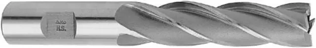 Alt view image 2 of 4 - Drill America DWCF Series High-Speed Steel End Mill, Polished Finish, 4 Flute, Square End, 1" Cutting Length, 3/16" Cutting Diameter, 3-3/8" Length, 3/16" Shank (Pack of 1)