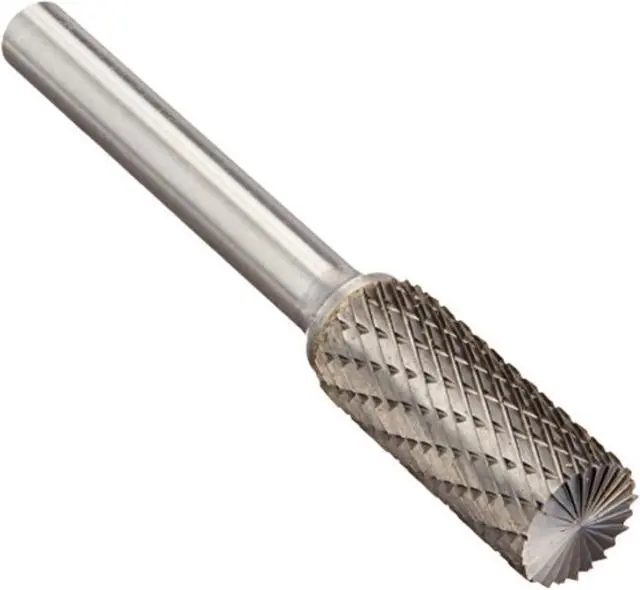 Alt view image 2 of 9 - Drill America DUL Series Solid Carbide Bur, Double Cut, SB4 Cylindrical - End Cut, 1/4" Shank, 7/16" Head Diameter, 1" Cutting Length (Pack of 1)