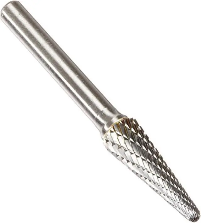 Alt view image 8 of 9 - Drill America DUL Series Solid Carbide Bur, Double Cut, SL1 Cone, 1/4" Shank, 1/4" Head Diameter, 5/8" Cutting Length (Pack of 1)