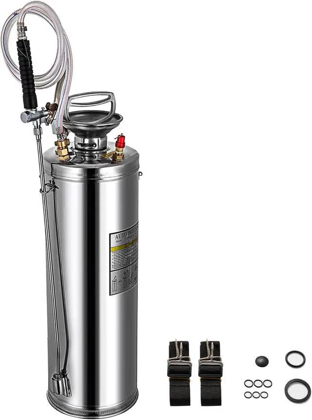 Main image of VEVOR 3gal/10l Stainless Steel Sprayer Valve 3.3-inch Reinforced Hose Ground Cleaning