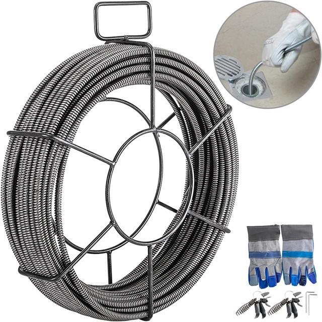 VEVOR Drain Cleaning Cable 100 Feet x 3/8 Inch Solid Core Cable Sewer Cable  Drain Auger Cable Cleaner Snake Clog Pipe Drain Cleaning Cable Sewer Drain