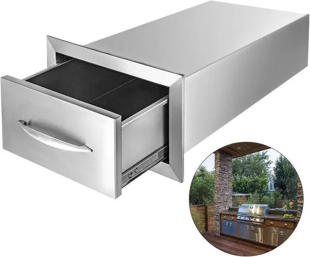 Main image of VEVOR 8.5 x 14 BBQ Stainless Steel Single Drawers Flush Style + Handle Walled Island
