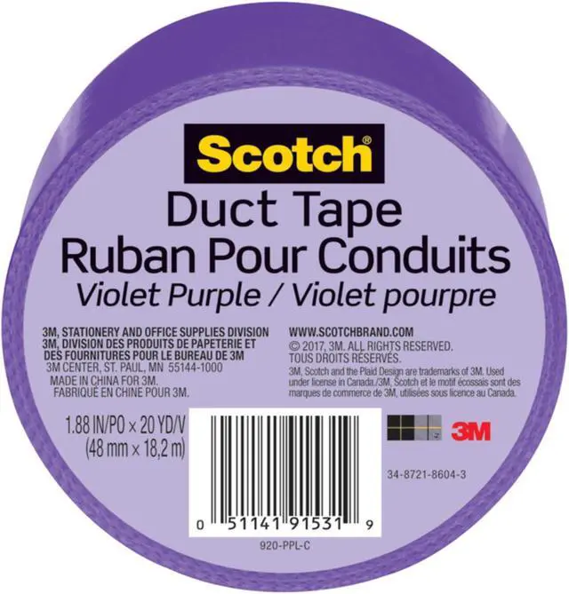 Alt view image 18 of 18 - 3m 20 Yards Violet Purple Duct Tape  920-PPL-C