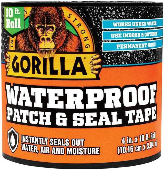 Alt view image 7 of 13 - Gorilla 4 In. x 10 Ft. Waterproof Patch & Seal Repair Tape, Black 4612502