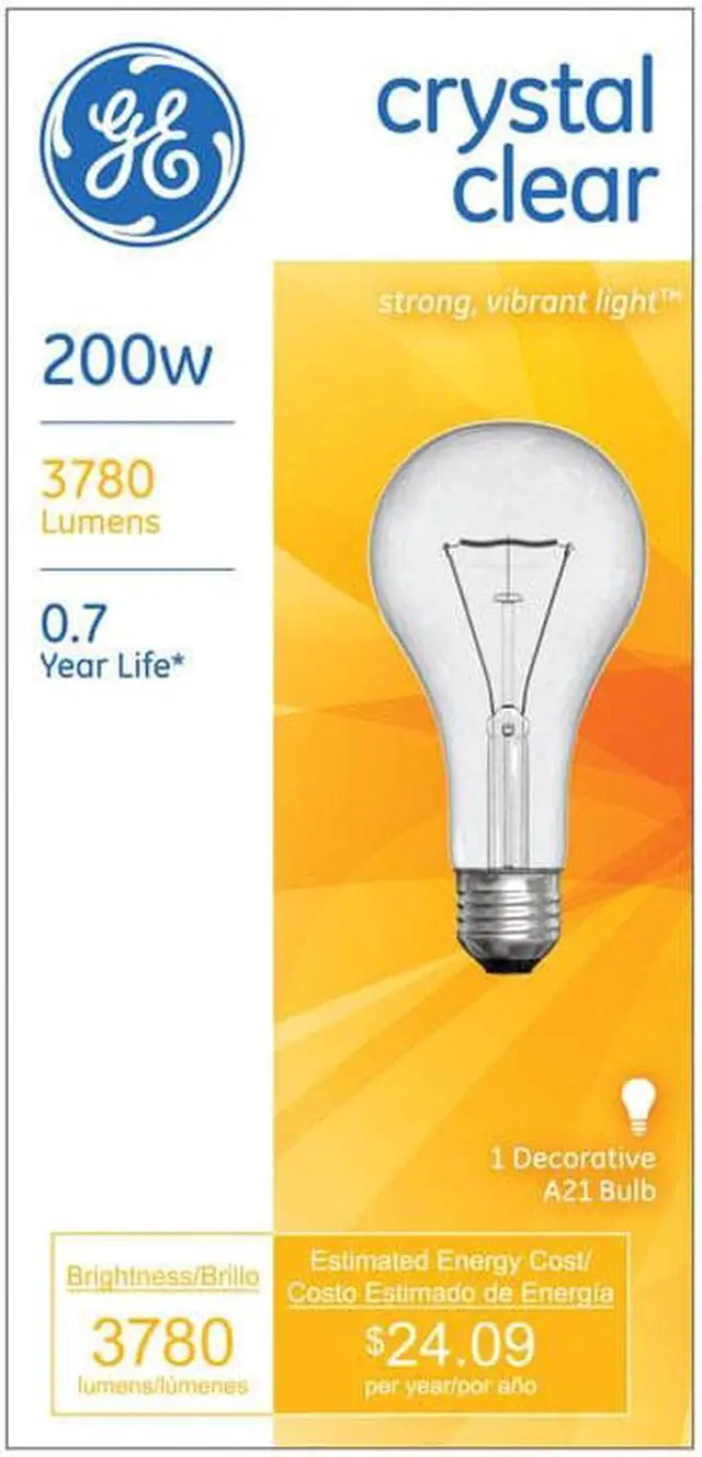 Alt view image 2 of 2 - GE 16069 - 200A/CL/1 A21 Light Bulb