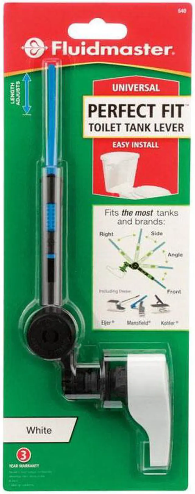 Alt view image 5 of 6 - FLUIDMASTER 640G Tank Lever, Metal, White, Universal Fit