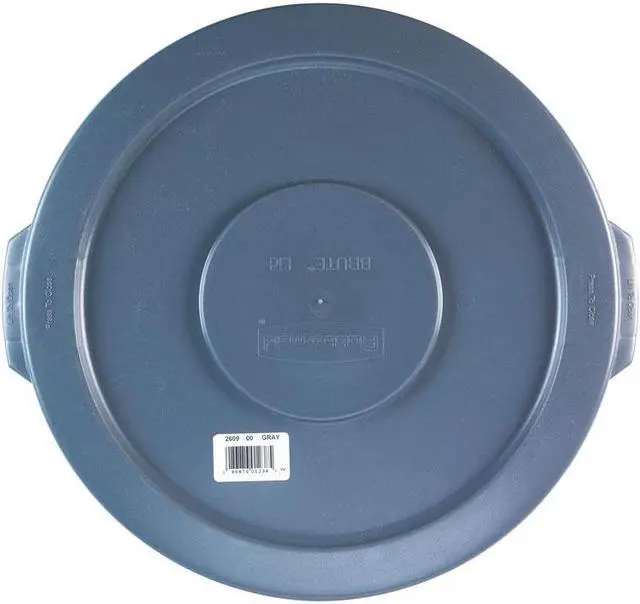 Alt view image 4 of 4 - RUBBERMAID FG260900GRAY Trash Can Top, Flat, Gray, 16 In. Dia.